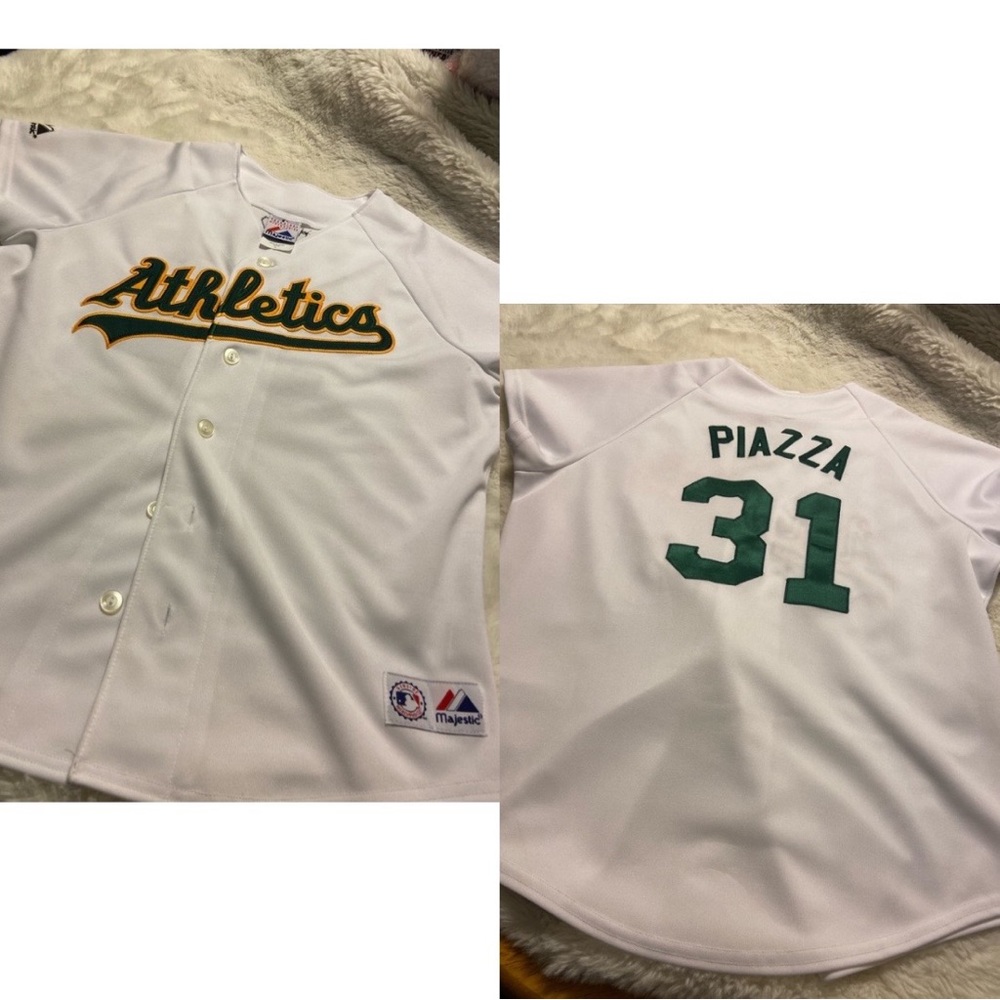 Oakland Athletics vintage WOMEN jersey majestic Mike PIAZZA #31 white